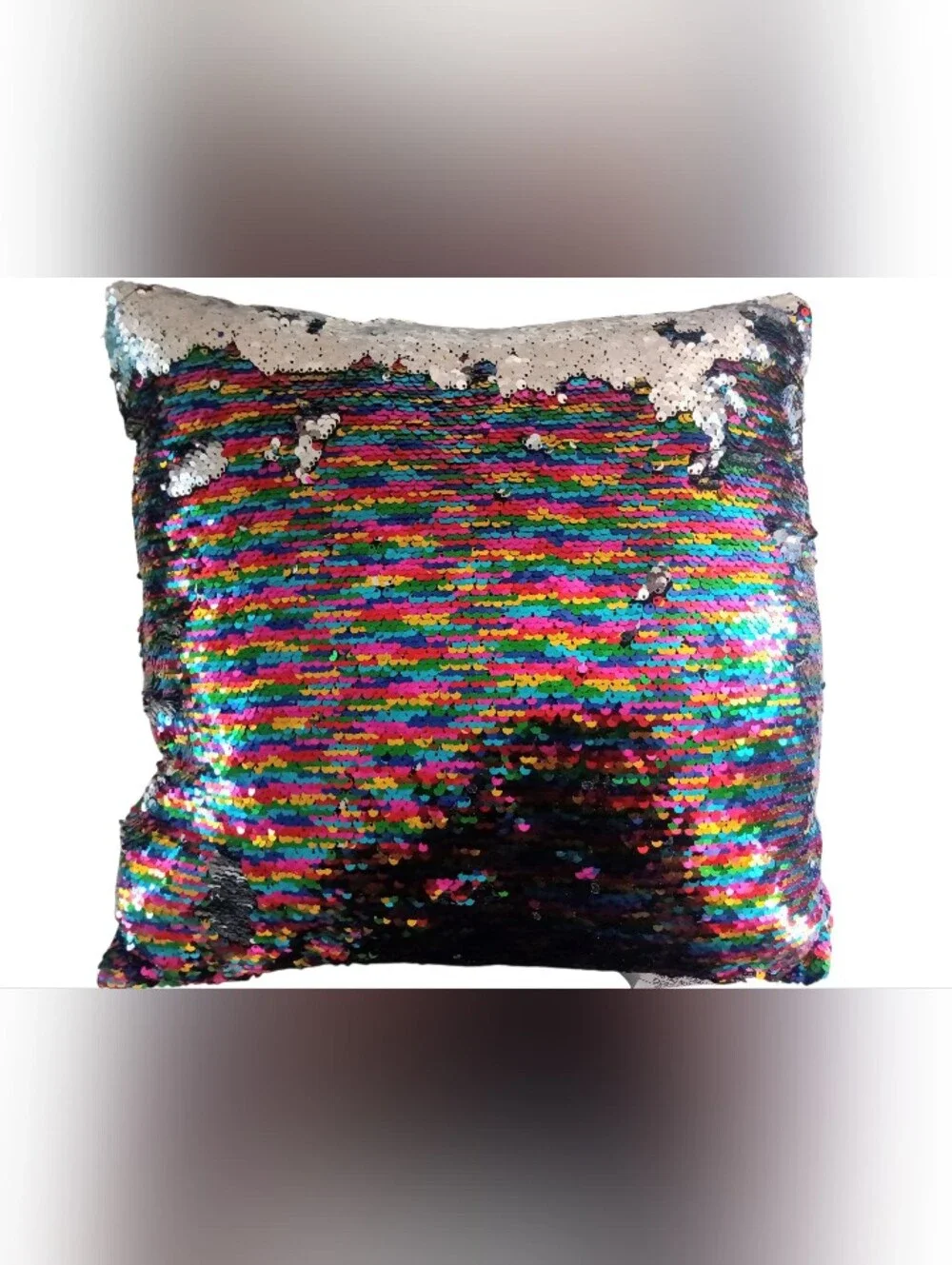 Set Of 2 Mainstays Reversible Sequin Sparkle Throw Pillows Rainbow 17X17 New